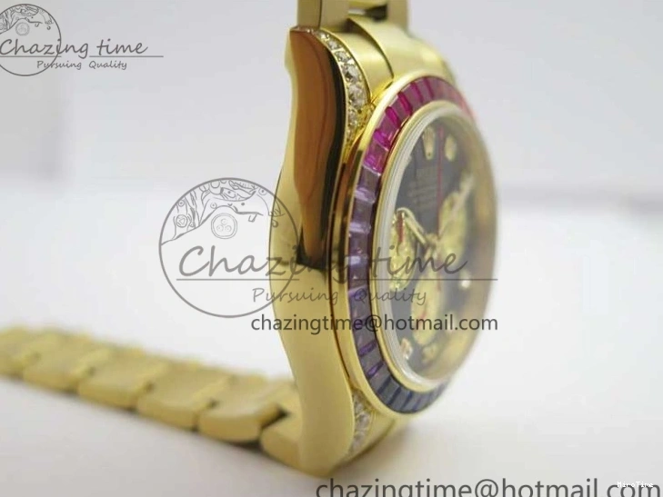 MiroTime 0306 Daytona 116589RBOW YG Rainbow Crystal BLF Best Edition Black Dial on YG Bracelet A SmoothTexture 3175